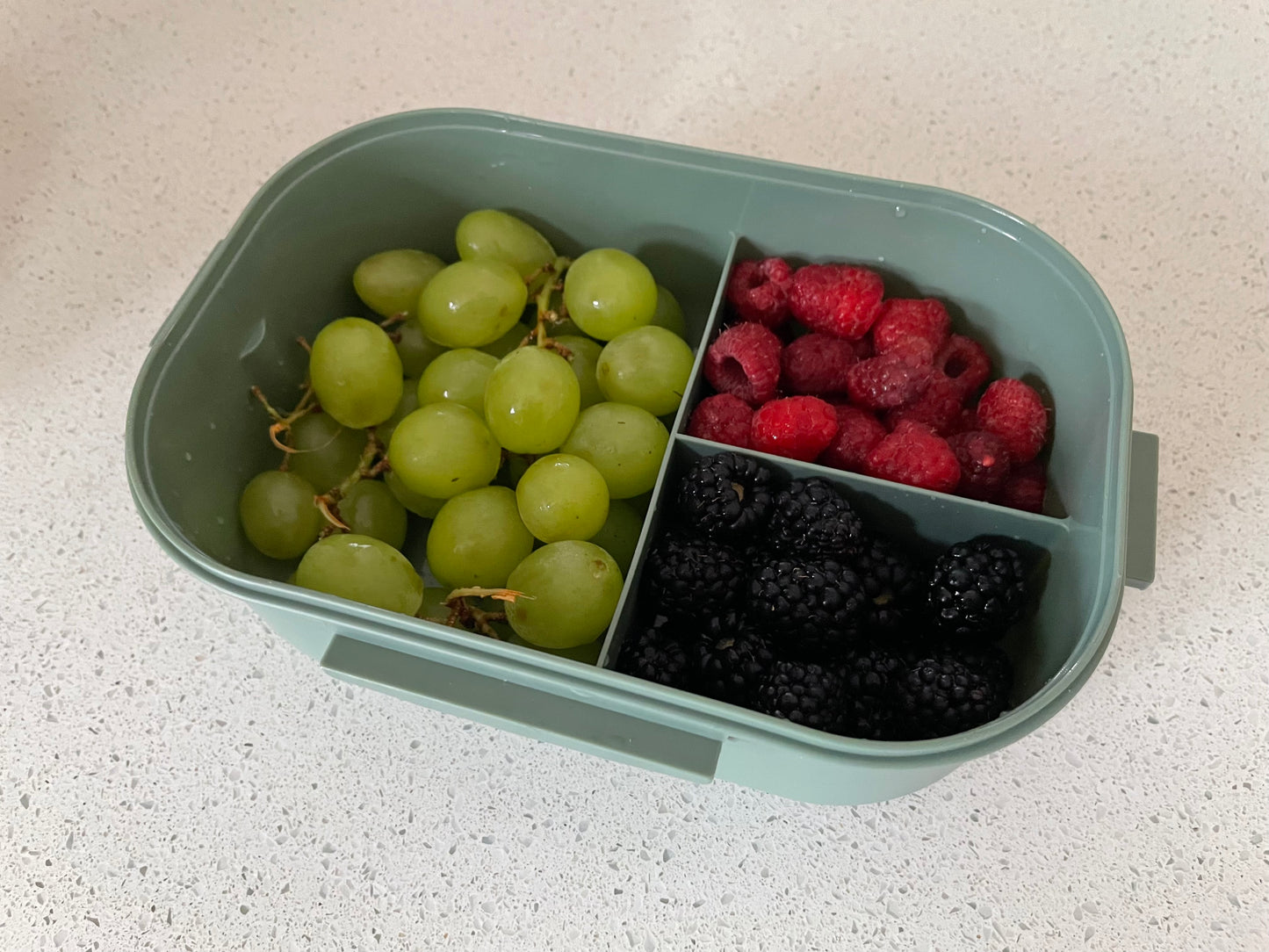 boite bento verte avec nourriture compartiment bas