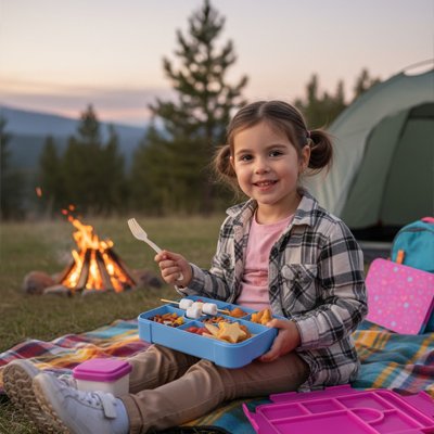 lunch box enfant fille en camping